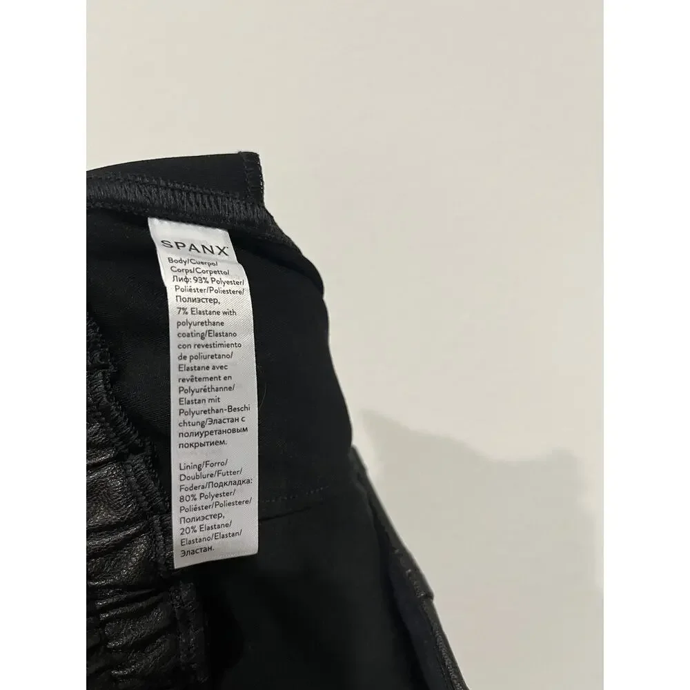 SPANX NWT $148 Black Leather Like Joggers Size XS